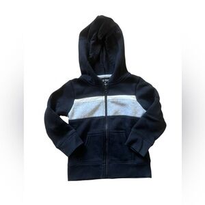 Okie Dokie Black and Gray Colorblock Zip-up Hoodie | 2T